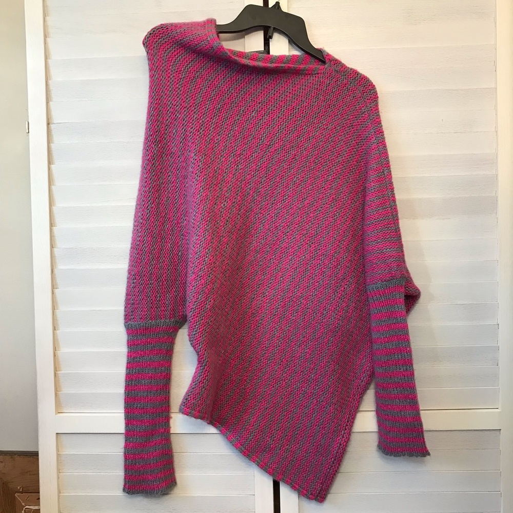 Wooden Ships Paola Buendia Asymmetrical Grey/Pink Knit Sweater